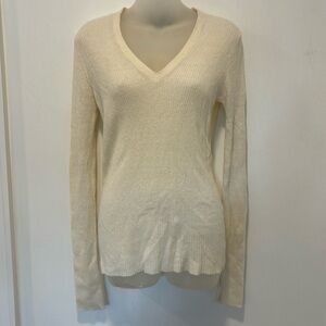 Rag & Bone Ribbed Alpaca Wool Blend Sweater Size Medium Ivory V-Neck Lig…